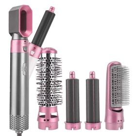 5 in 1 Curling Wand Set Professional Hair Curling Iron for Multiple Hair Types and Styles Fuchsia (Color: pink)