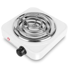 1000W Electric Single Burner Portable Coil Heating Hot Plate Stove Countertop RV Hotplate with Non Slip Rubber Feet 5 Temperature Adjustments (Color: White, Type: Single Burner)