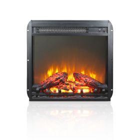 18 inch electric fireplace insert, ultra thin heater with log set & realistic flame, overheating protection (Color: as Pic)