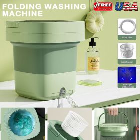 11L Portable Washing Machine Mini Washer Foldable Washer and Spin Dryer Small US (Type: Green)