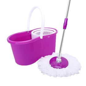 360° Spin Mop with Bucket Set Dual Heads Floor Cleaning System Home Clean Tools (Color: Purple)