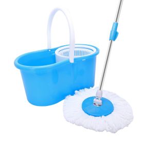 360° Spin Mop with Bucket Set Dual Heads Floor Cleaning System Home Clean Tools (Color: Blue)